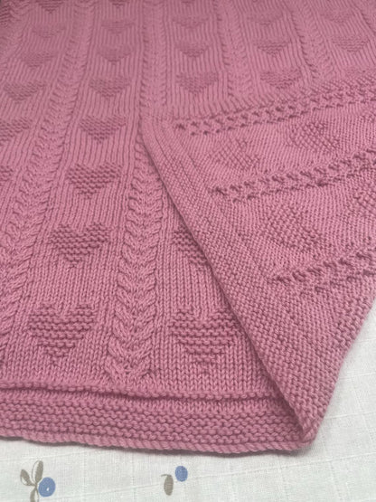 Warming Hearts Cable Blanket Knitting Pattern