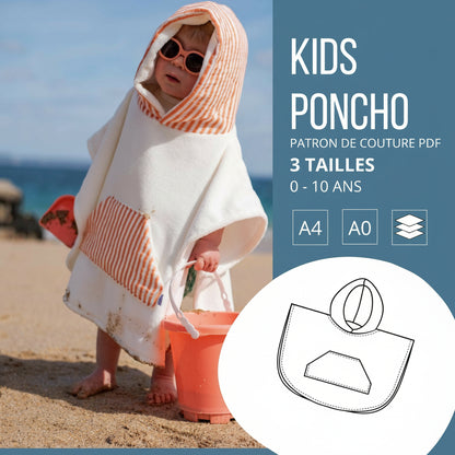 Children’s Hooded Beach or Bath Poncho Sewing Pattern
