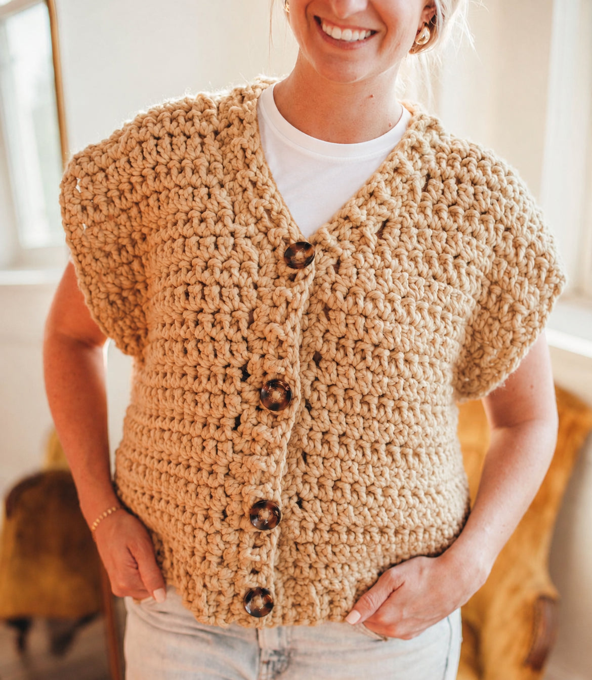 Canvas Chunky Button Vest Crochet Pattern