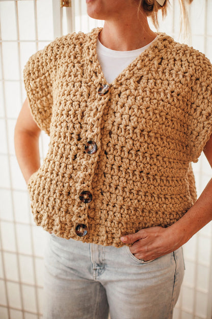 Canvas Chunky Button Vest Crochet Pattern