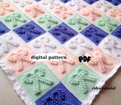 Bobble Stitch Bow Blanket Pattern