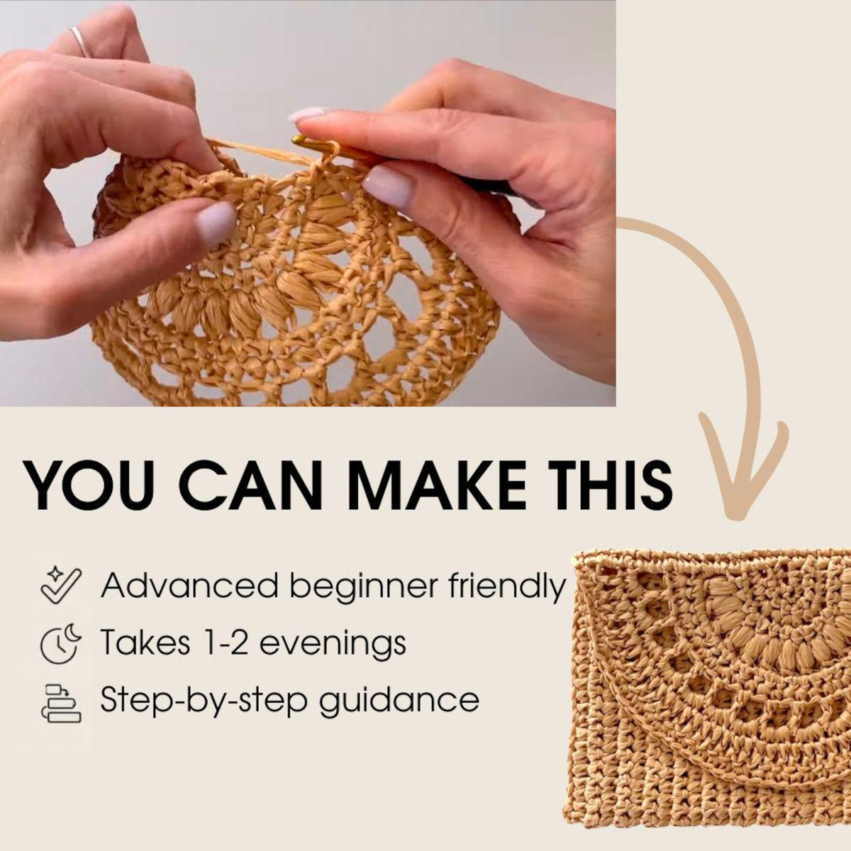Boho Raffia Clutch Bag Crochet Pattern