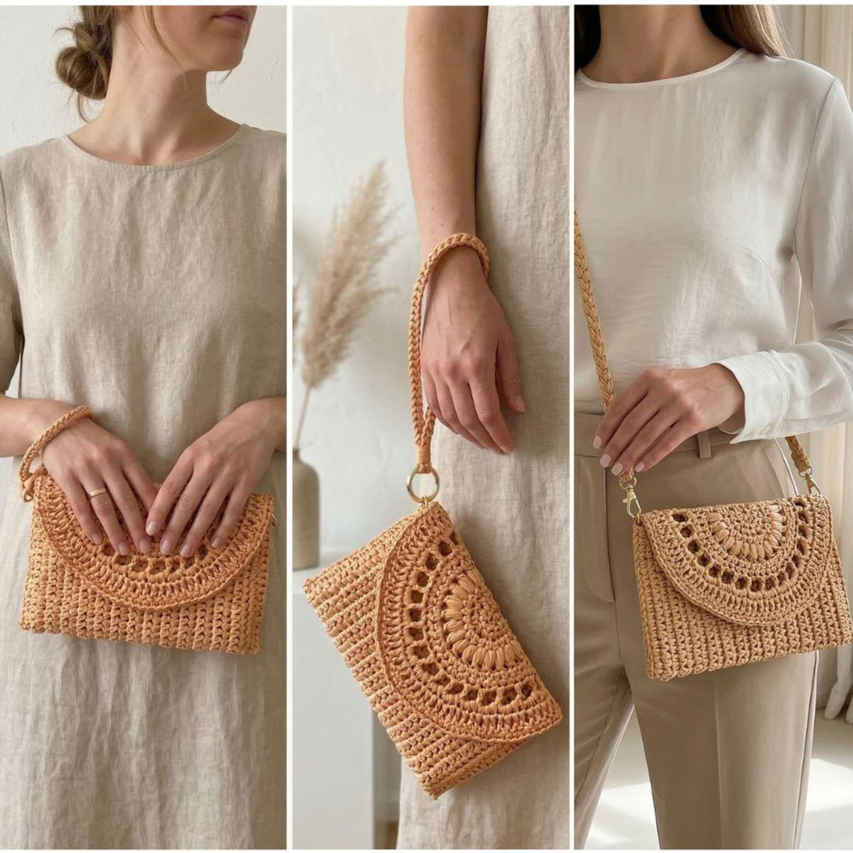 Boho Raffia Clutch Bag Crochet Pattern