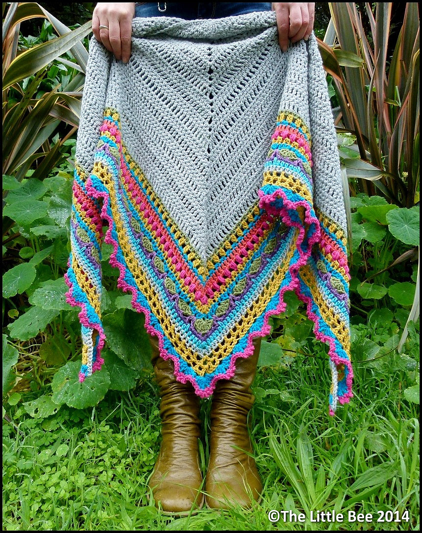 Colorful Striped Triangle Shawl Crochet Pattern