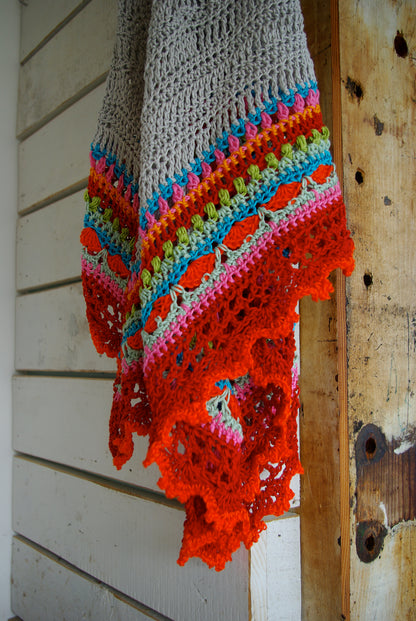 Colorful Striped Triangle Shawl Crochet Pattern