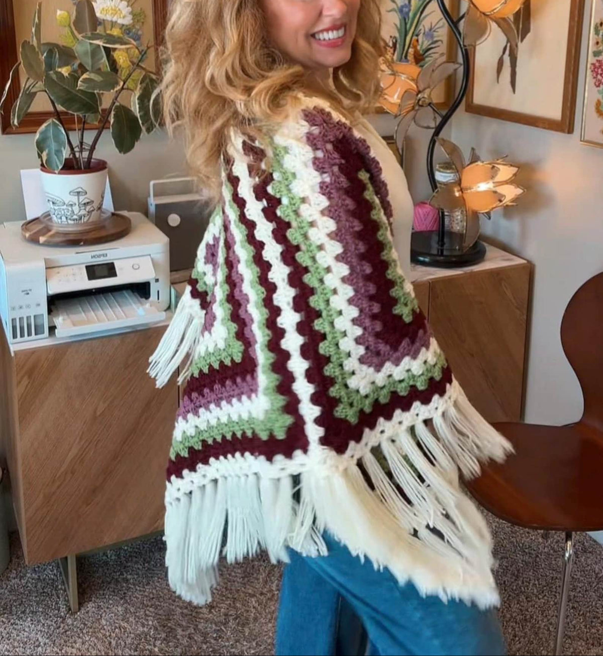 Granny Square Shawl Crochet Pattern
