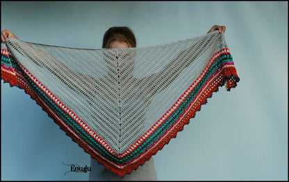 Colorful Striped Triangle Shawl Crochet Pattern