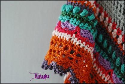 Colorful Striped Triangle Shawl Crochet Pattern