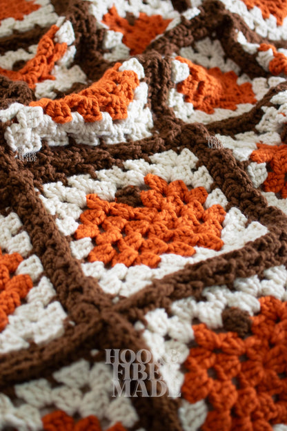 Pumpkin Granny Square Blanket Crochet Pattern