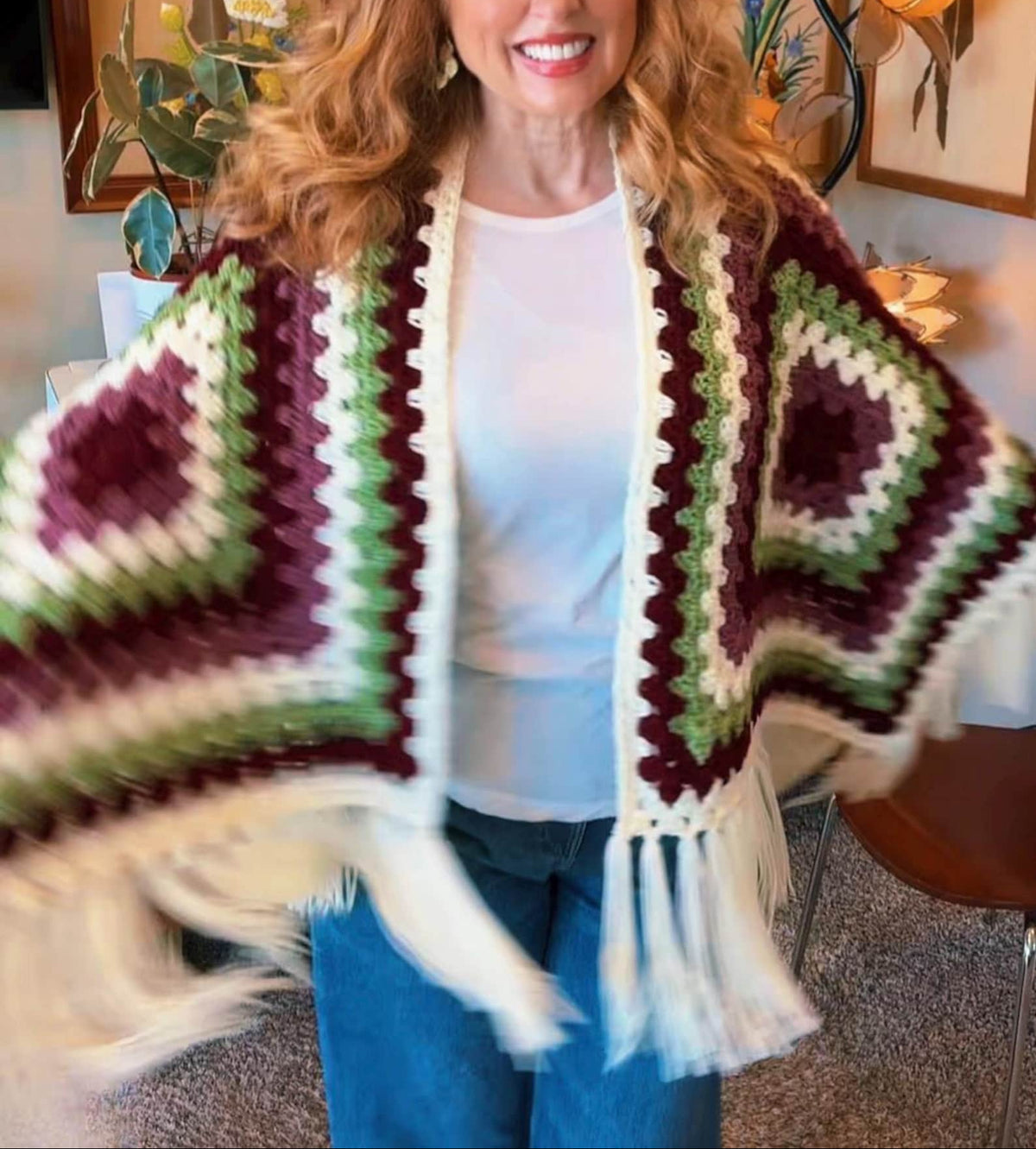 Granny Square Shawl Crochet Pattern