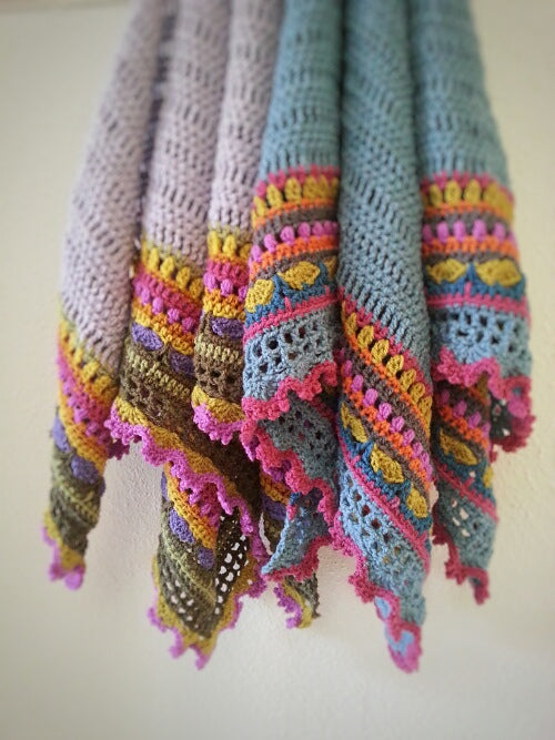 Colorful Striped Triangle Shawl Crochet Pattern