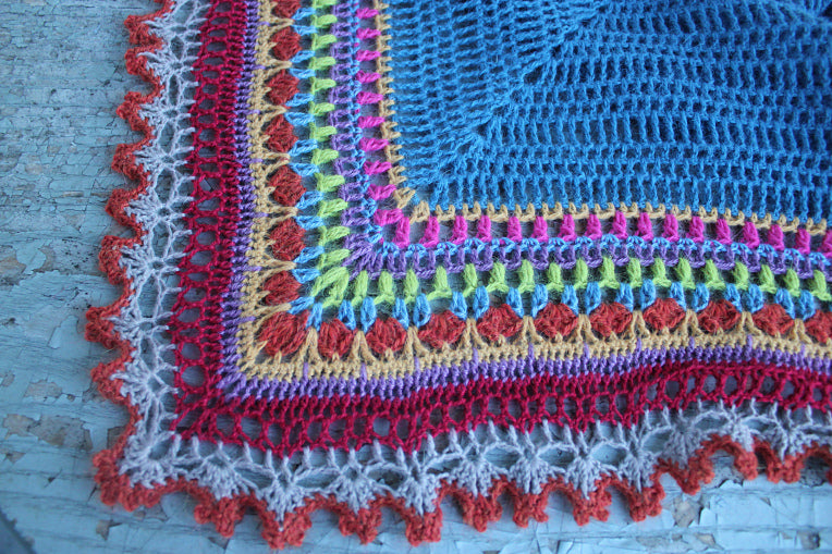 Colorful Striped Triangle Shawl Crochet Pattern
