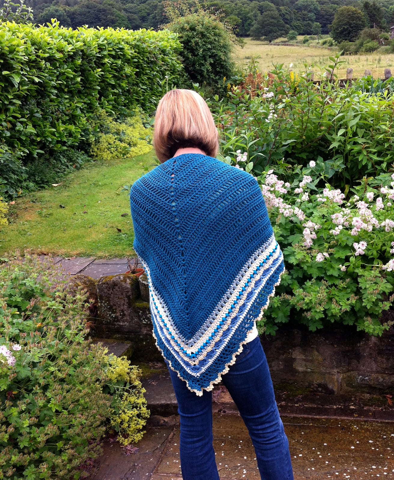Colorful Striped Triangle Shawl Crochet Pattern