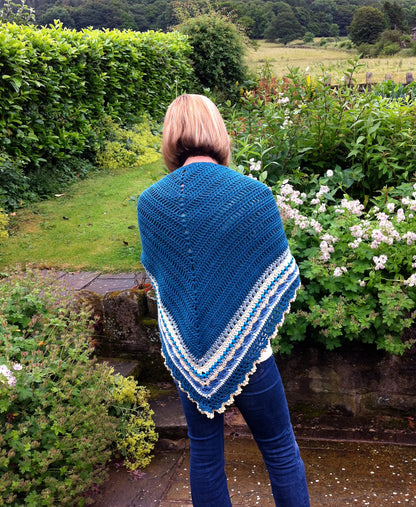Colorful Striped Triangle Shawl Crochet Pattern