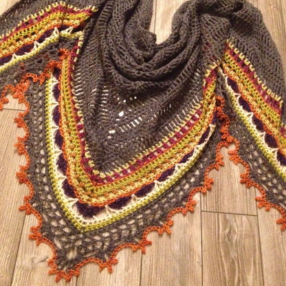 Colorful Striped Triangle Shawl Crochet Pattern