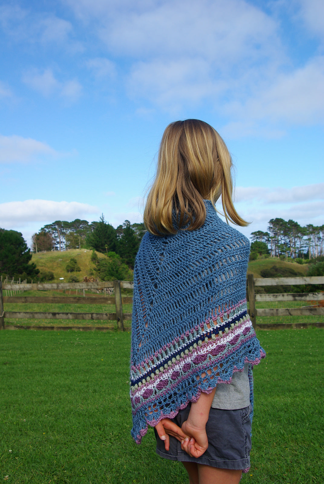 Colorful Striped Triangle Shawl Crochet Pattern