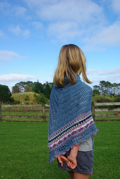 Colorful Striped Triangle Shawl Crochet Pattern