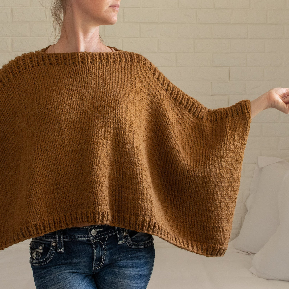 Rectangle Poncho Beginner Knitting Pattern