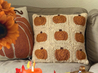 Granny Square Pumpkin Pillow Crochet Pattern