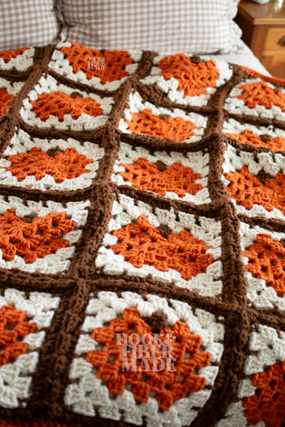Pumpkin Granny Square Blanket Crochet Pattern