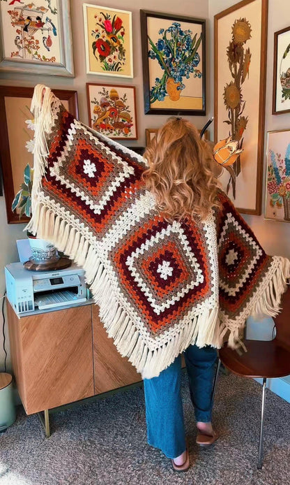 Granny Square Shawl Crochet Pattern
