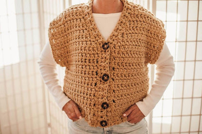 Canvas Chunky Button Vest Crochet Pattern