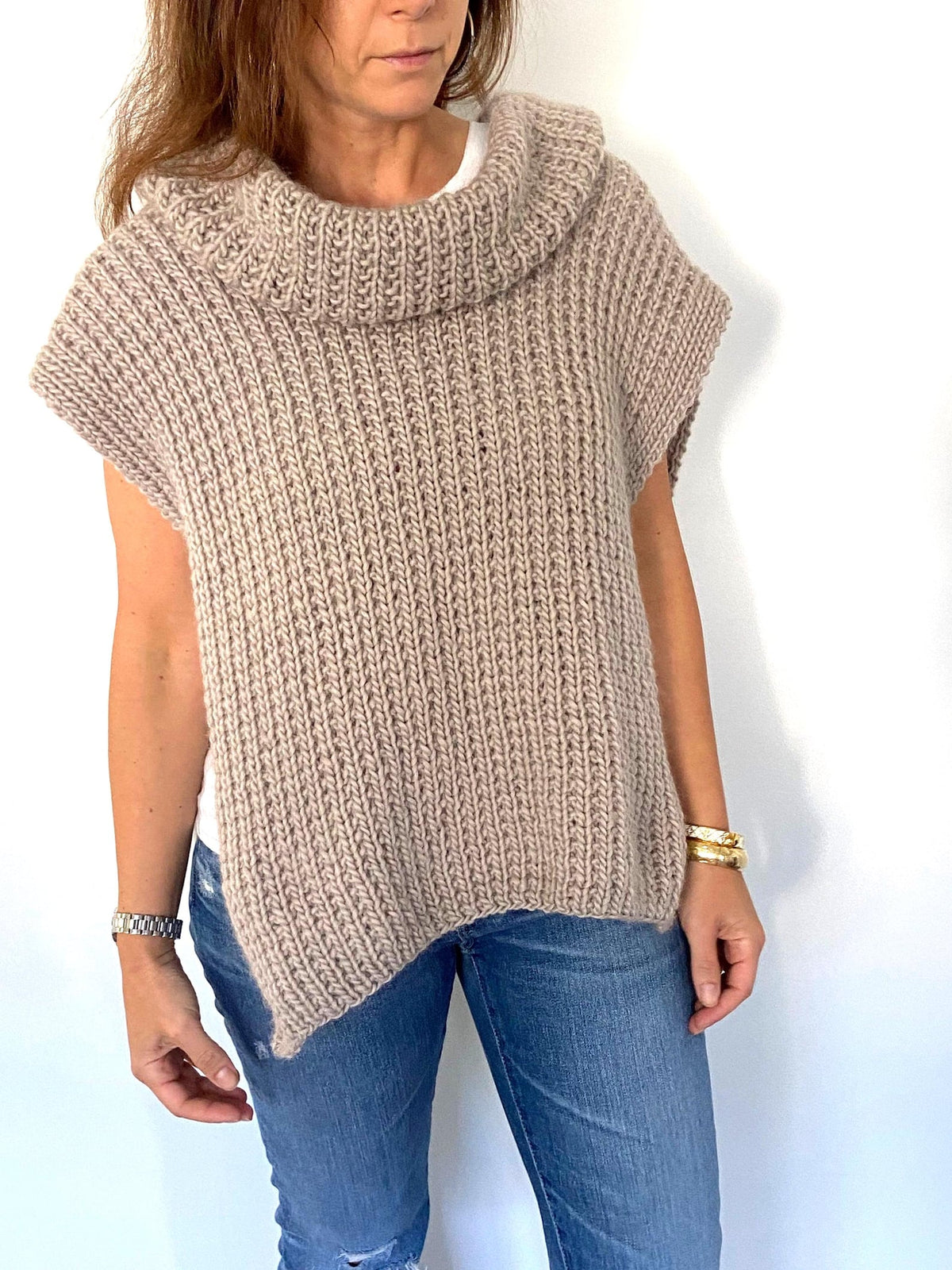 Chunky Turtleneck Poncho Knitting Pattern