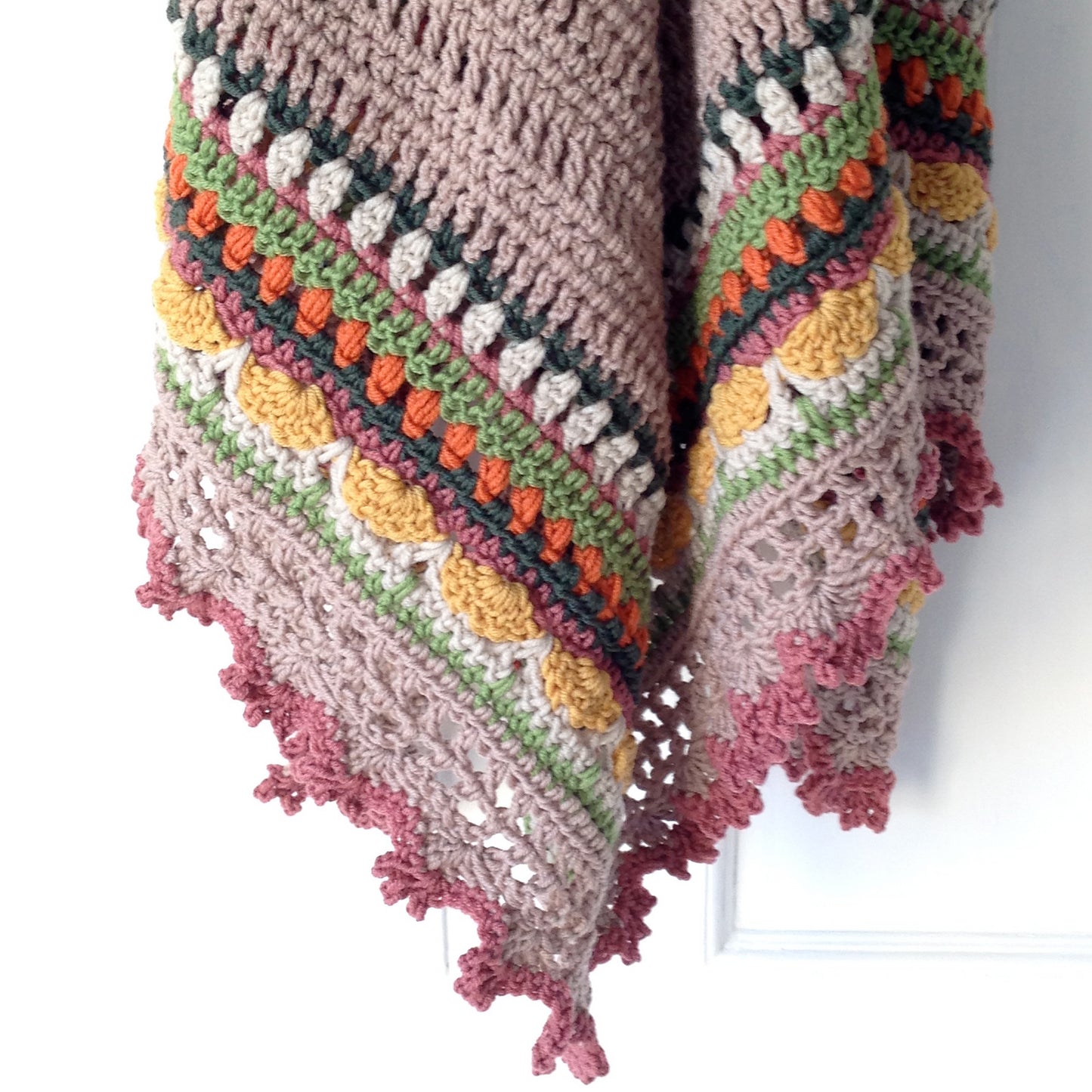 Colorful Striped Triangle Shawl Crochet Pattern