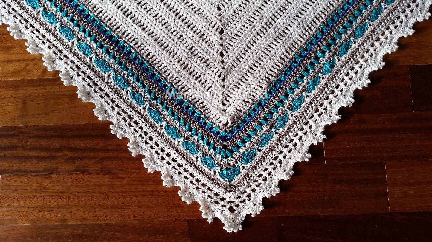 Colorful Striped Triangle Shawl Crochet Pattern