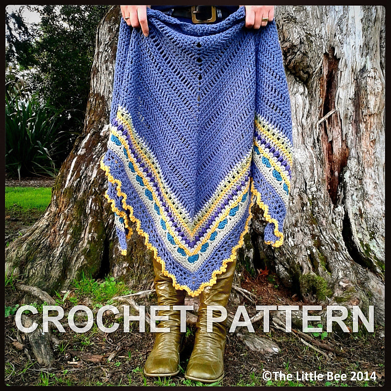 Colorful Striped Triangle Shawl Crochet Pattern