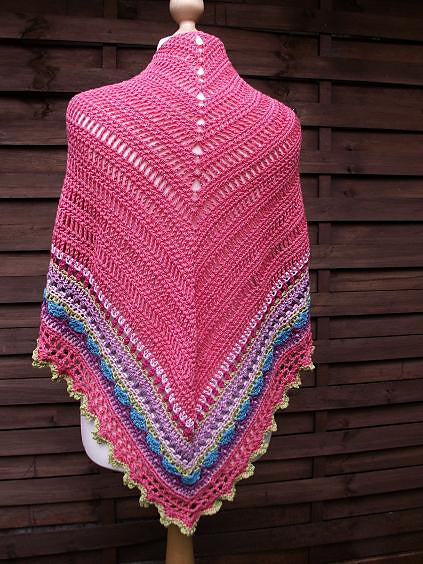 Colorful Striped Triangle Shawl Crochet Pattern