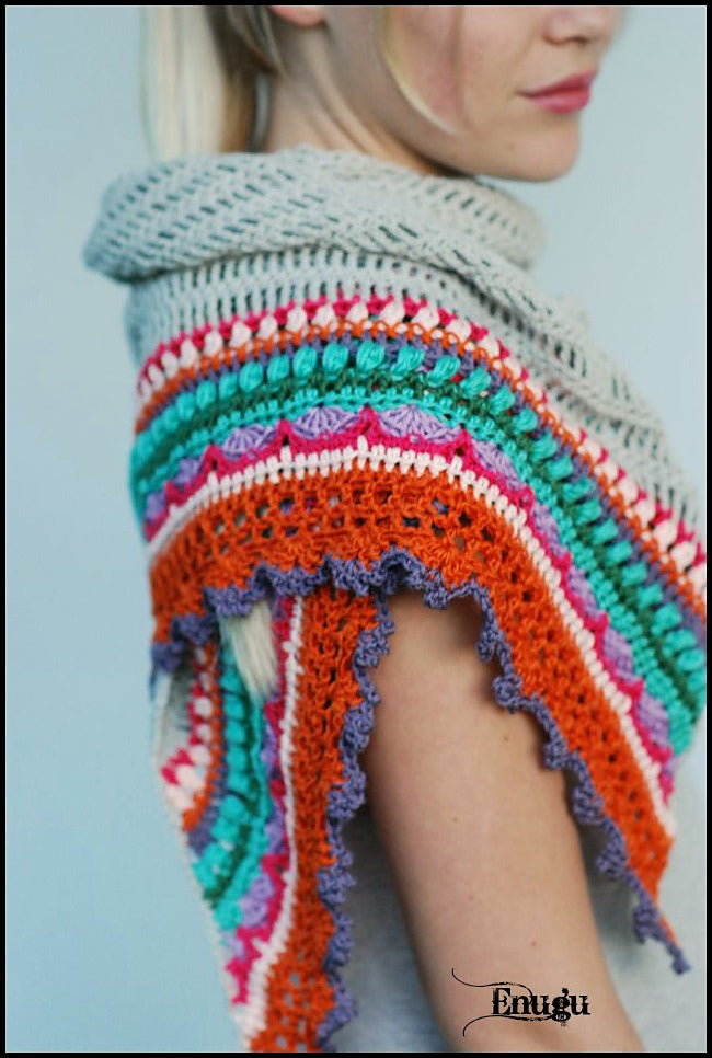 Colorful Striped Triangle Shawl Crochet Pattern