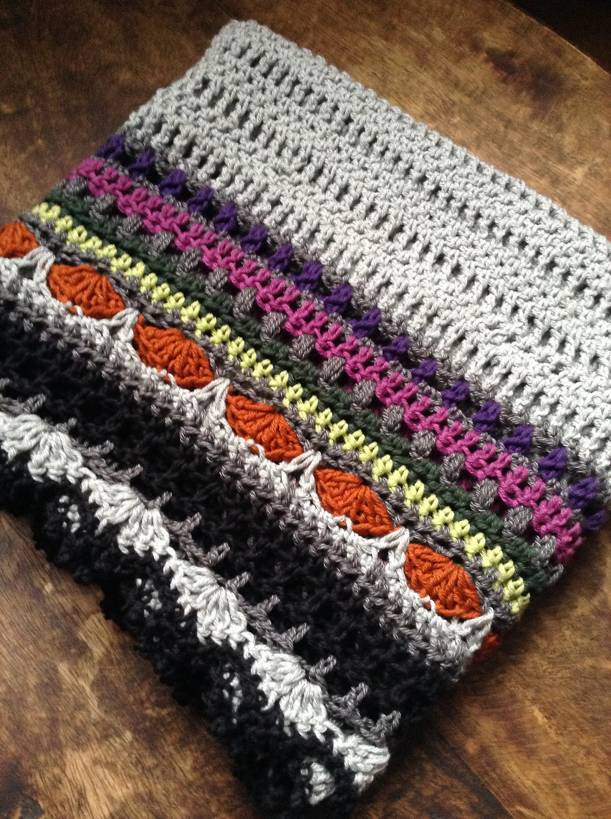 Colorful Striped Triangle Shawl Crochet Pattern