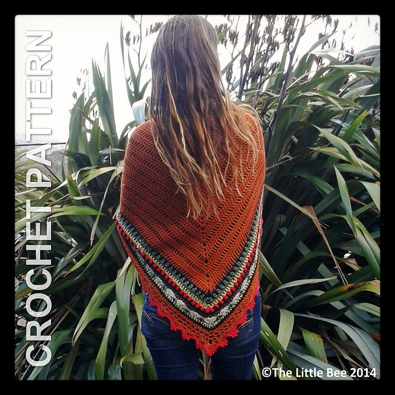Colorful Striped Triangle Shawl Crochet Pattern