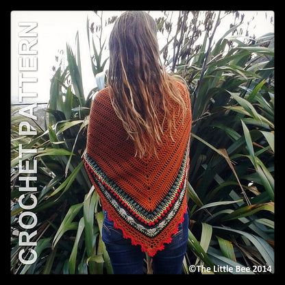 Colorful Striped Triangle Shawl Crochet Pattern