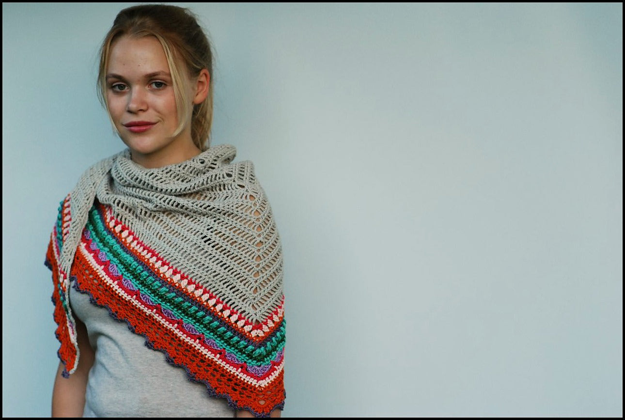Colorful Striped Triangle Shawl Crochet Pattern