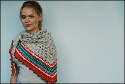 Colorful Striped Triangle Shawl Crochet Pattern