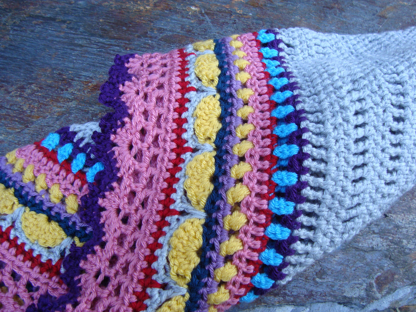 Colorful Striped Triangle Shawl Crochet Pattern