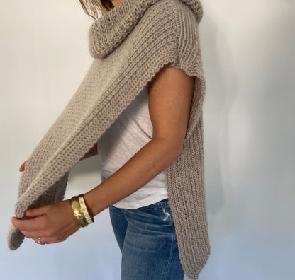 Chunky Turtleneck Poncho Knitting Pattern