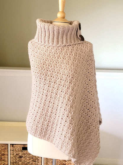 Poncho with Collar Crochet Pattern