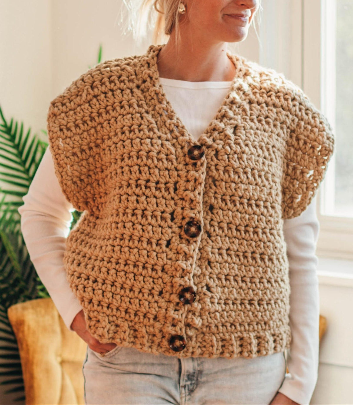 Canvas Chunky Button Vest Crochet Pattern