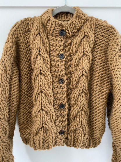 Bulky Cable Knit Crop Cardigan Knitting Pattern