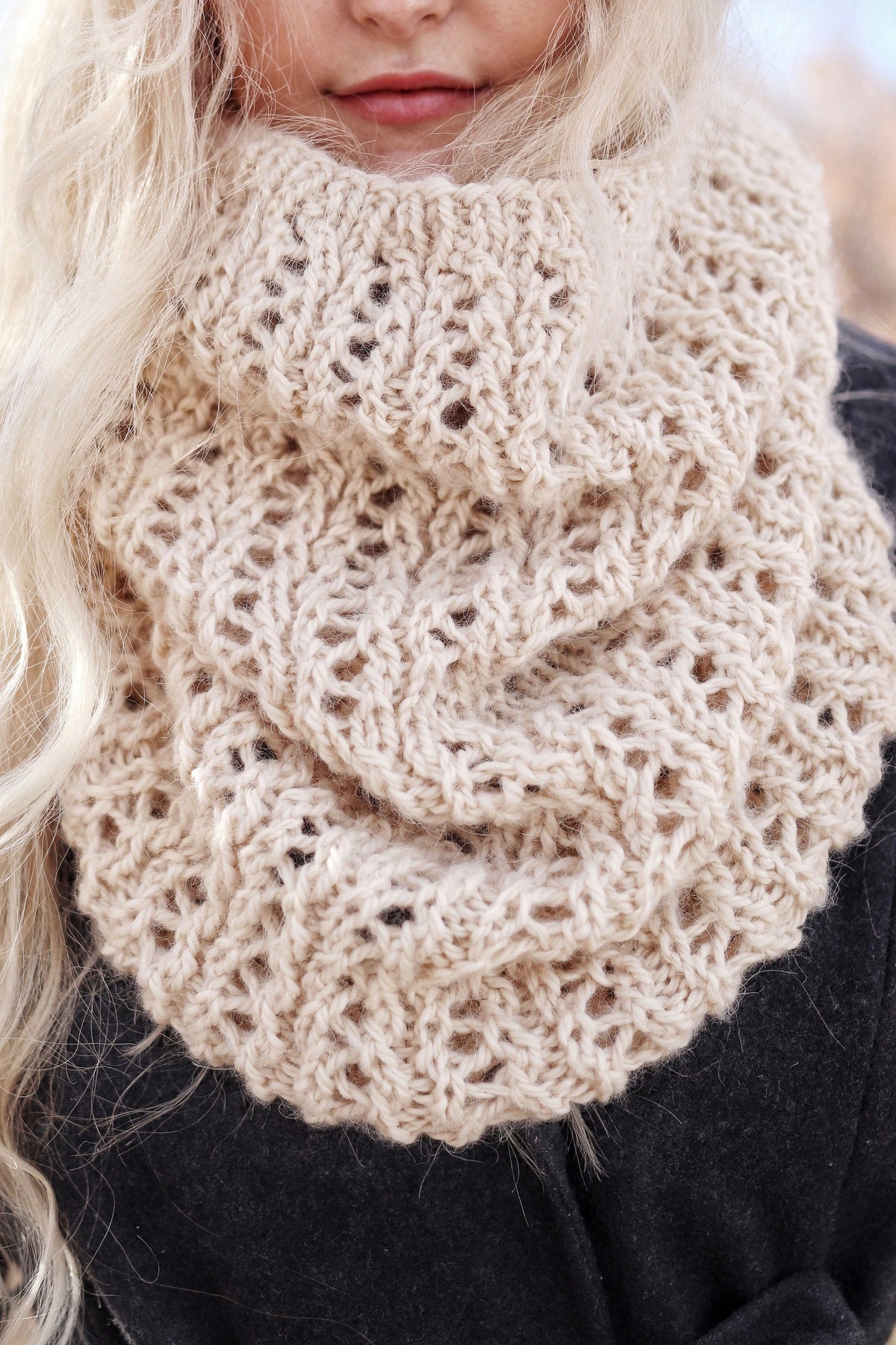 Lacy Cowl Scarf Knitting Pattern