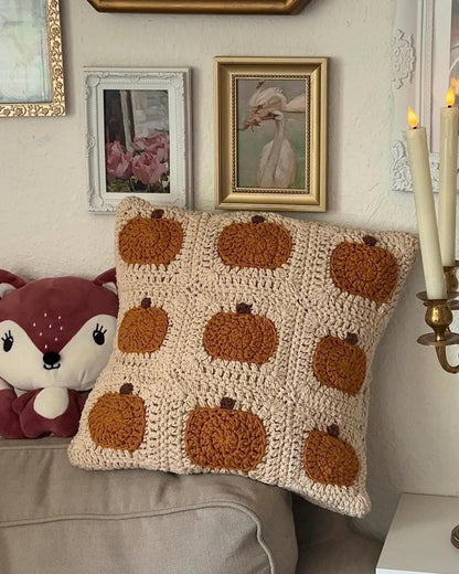 Granny Square Pumpkin Pillow Crochet Pattern