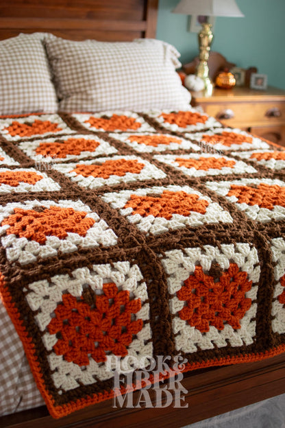 Pumpkin Granny Square Blanket Crochet Pattern