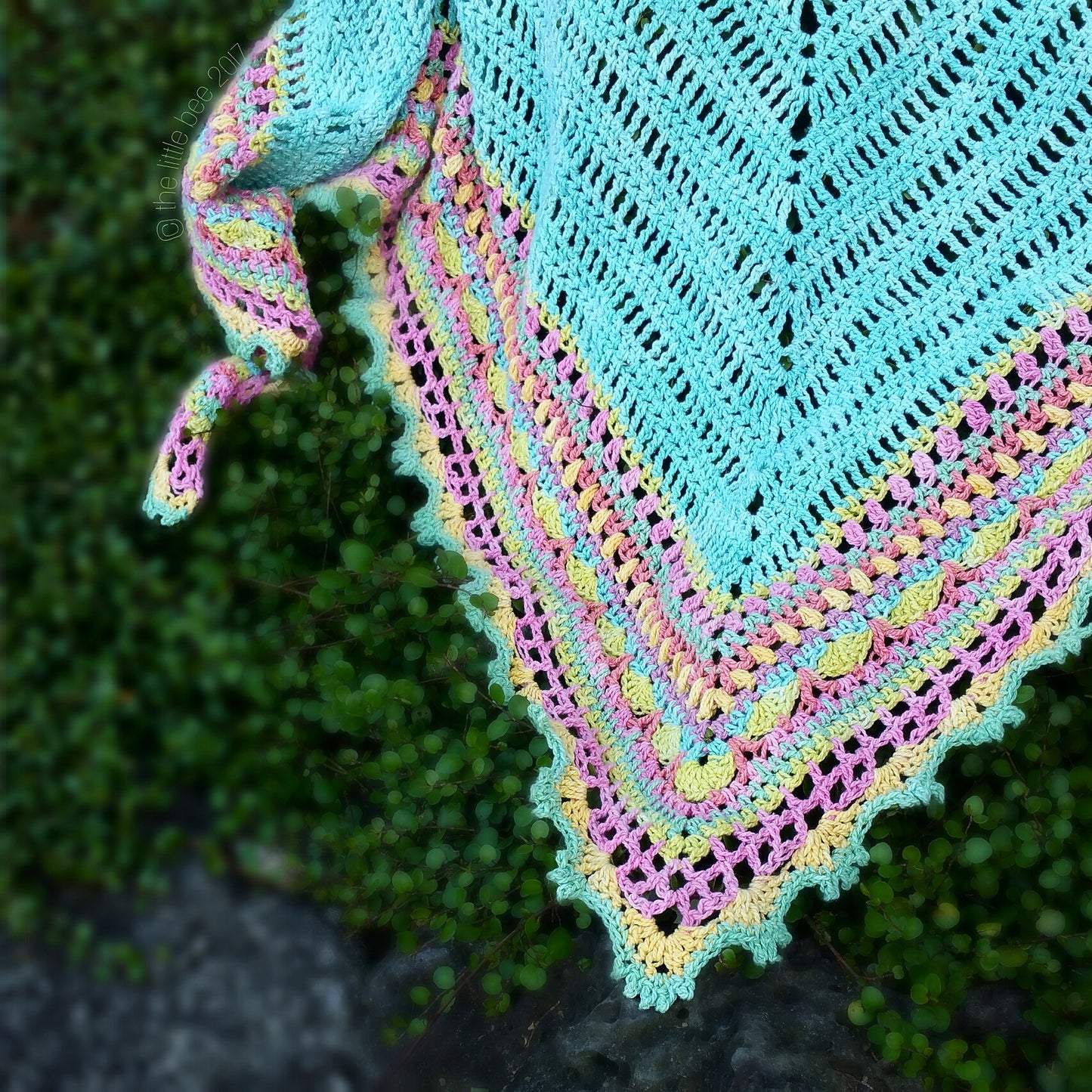 Colorful Striped Triangle Shawl Crochet Pattern