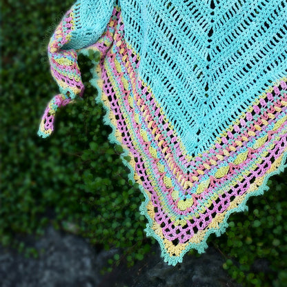 Colorful Striped Triangle Shawl Crochet Pattern