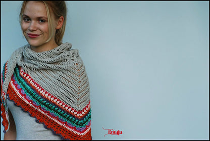 Colorful Striped Triangle Shawl Crochet Pattern