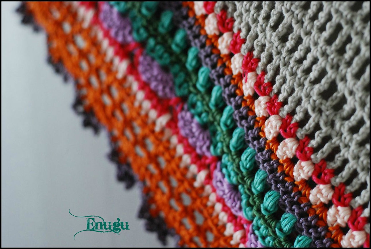 Colorful Striped Triangle Shawl Crochet Pattern