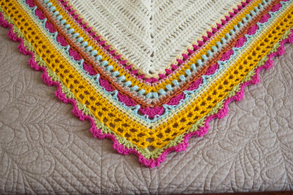Colorful Striped Triangle Shawl Crochet Pattern